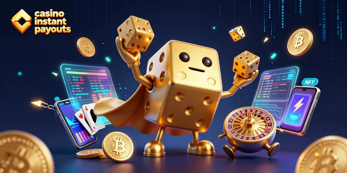 Experience the thrill of casino instant payouts with a vibrant 3D illustration featuring dynamic gaming elements.